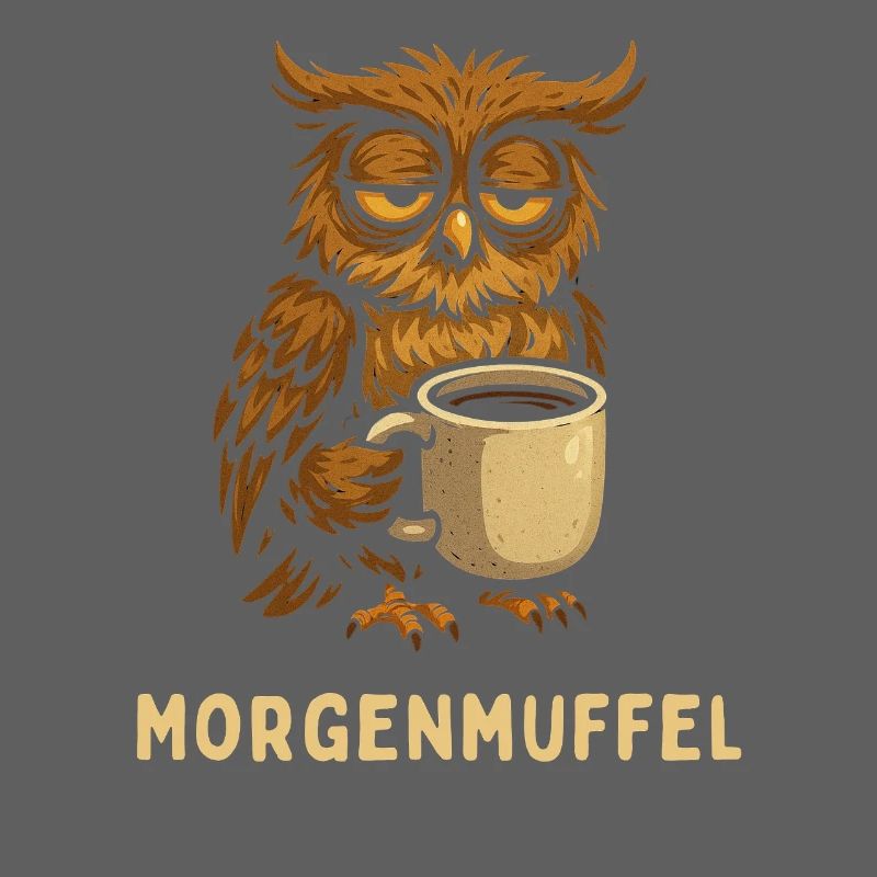 Morgenmuffel-Eule mit Kaffee