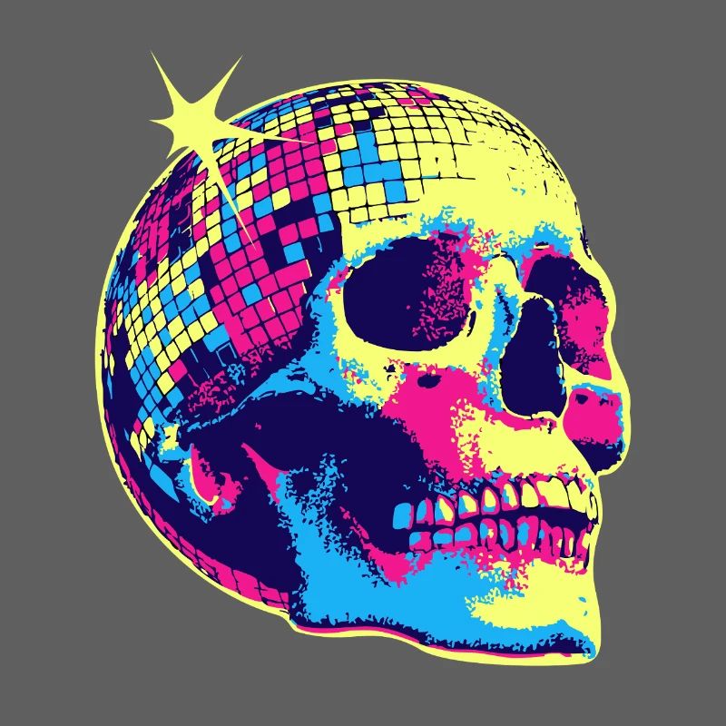 Neon Disco Skull