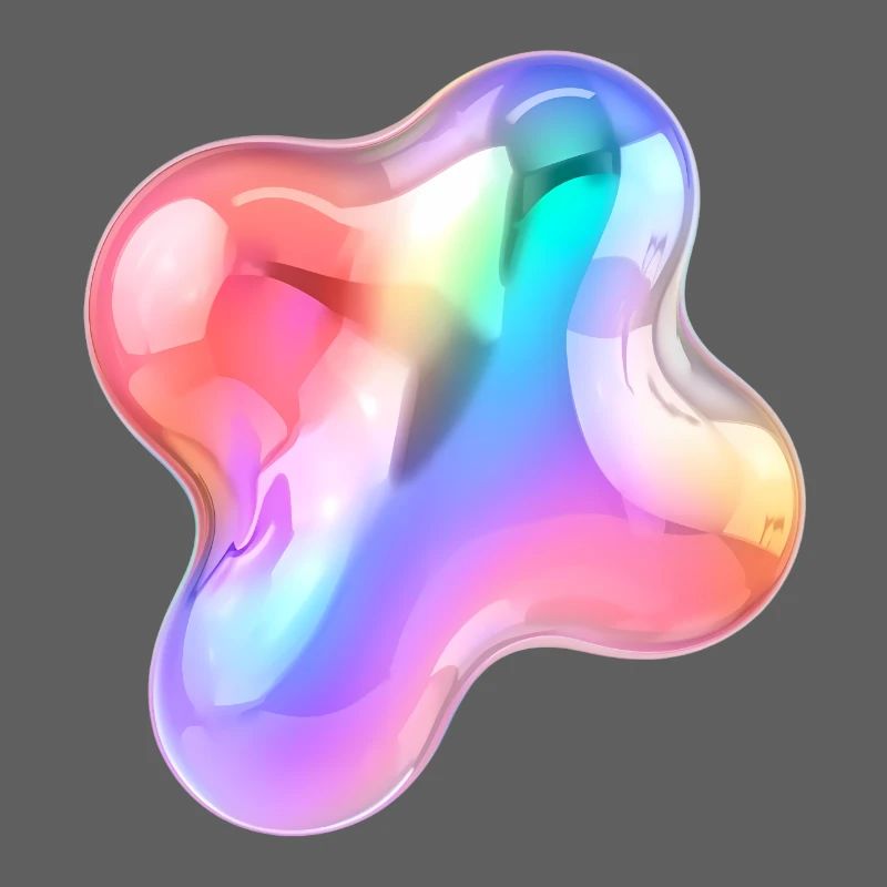 Rainbow Glossy Abstract Blob Design