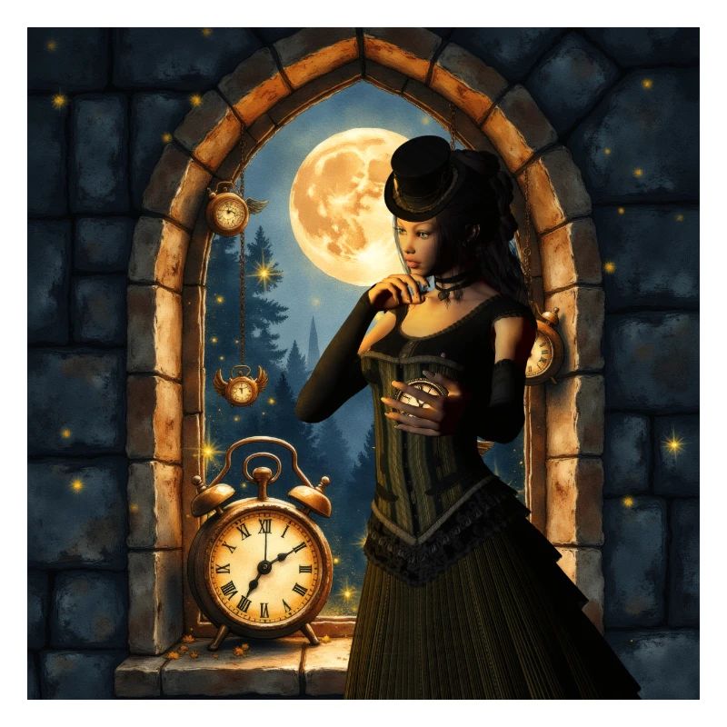 Victorian moon in stone tower