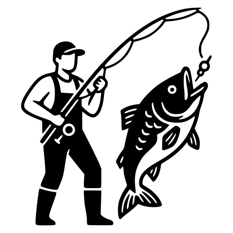 Angler im Boot Logo Minimalistisch