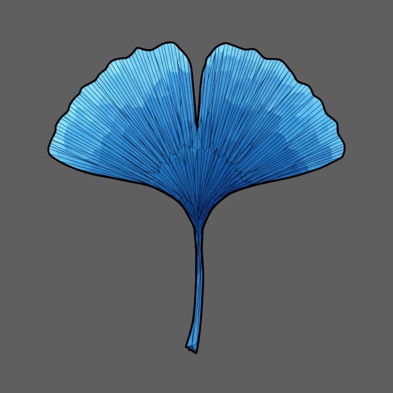 Ginkgo Blue Leaf Silhouette