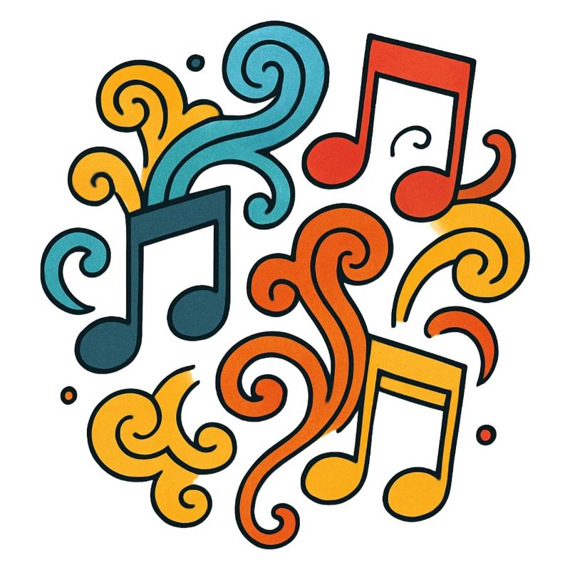 Notes de musique colorées