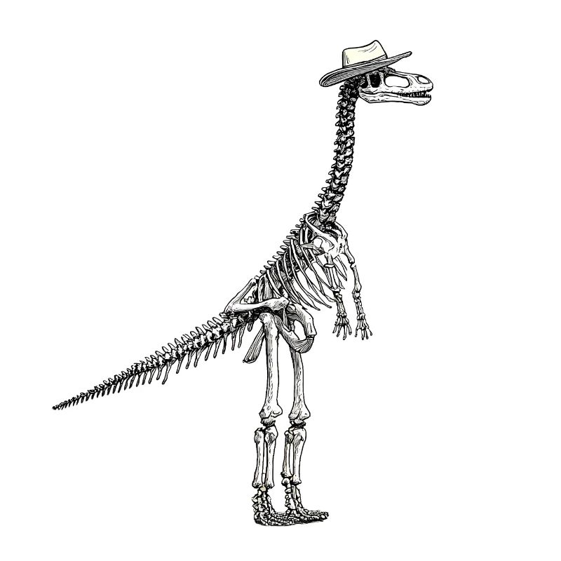 Skeleton Dino with Hat Gentleman Design