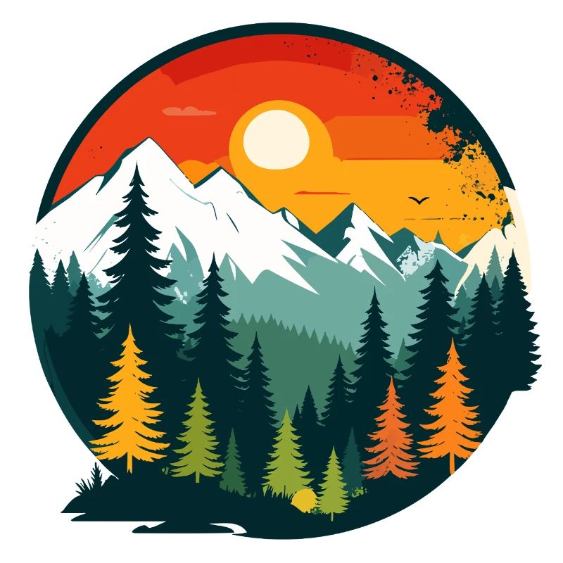 Mountains Forest Mountains Panoramic View Nature Circle Motif
