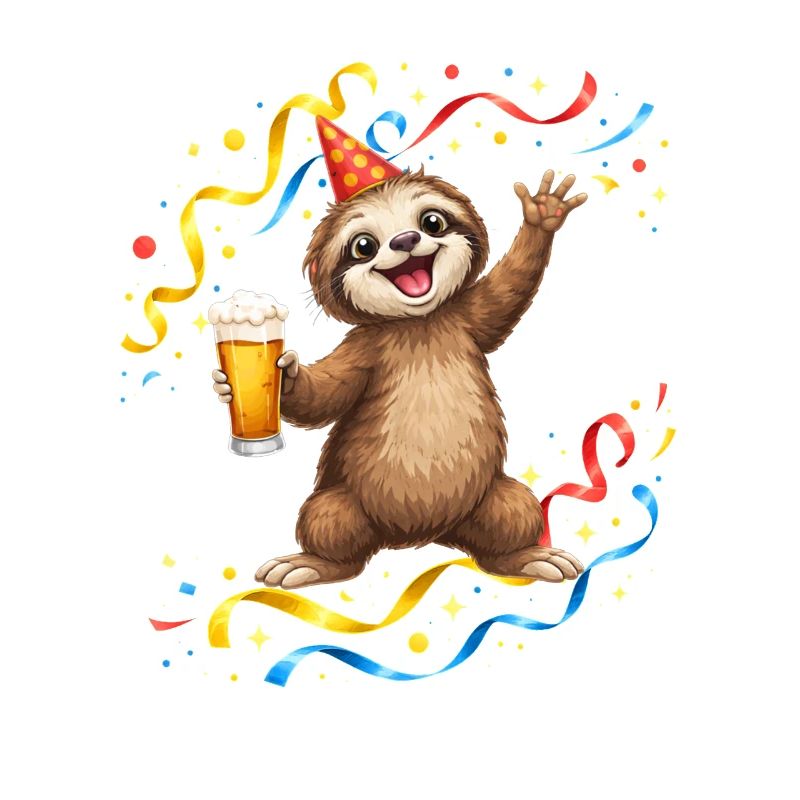 Faultier Party Feier mit Bier