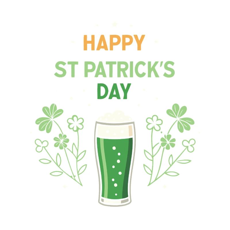 Verre vert et trèfles Saint Patrick