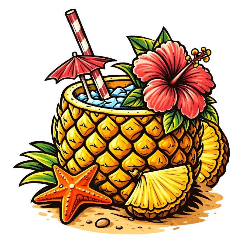 Illustration de cocktail à l’ananas : boisson tropicale