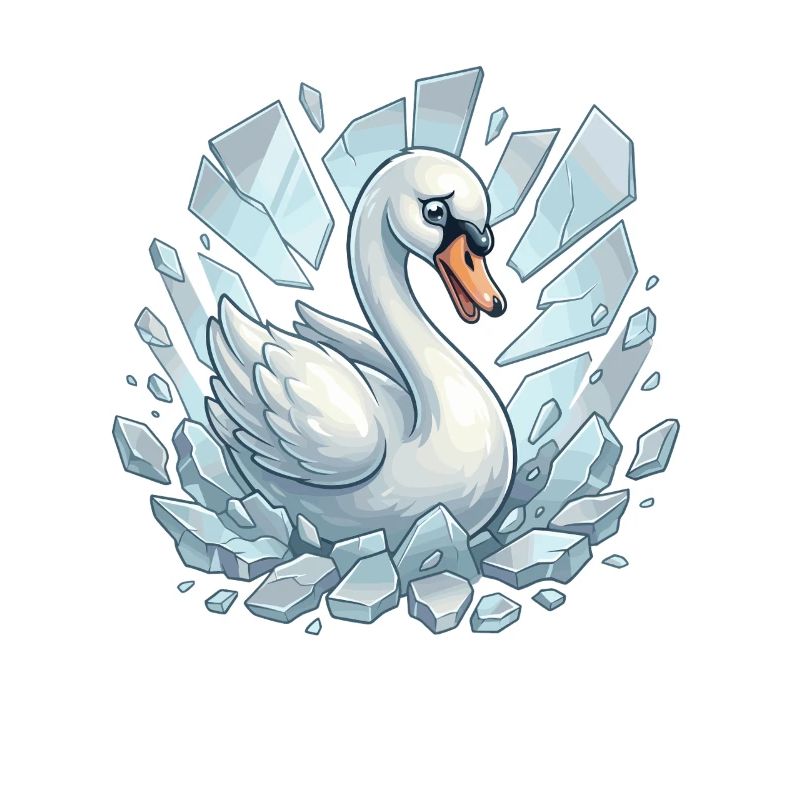 Schwan bricht durchs Eis