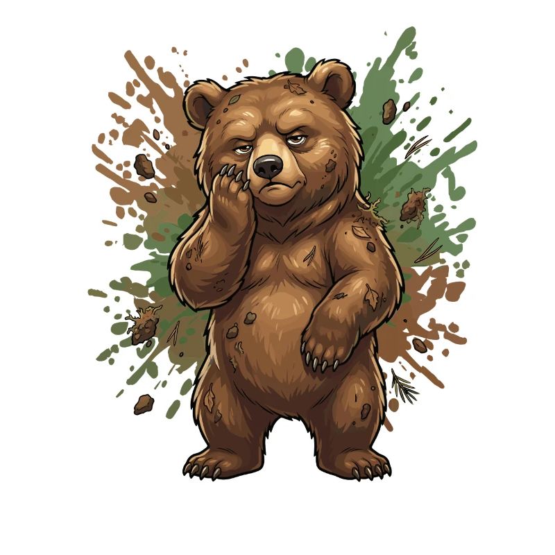 Forest bear in the mud