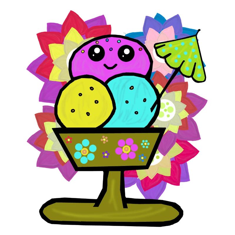 Retro Eis Eiskrem Eisbecher Vintage Blumen 