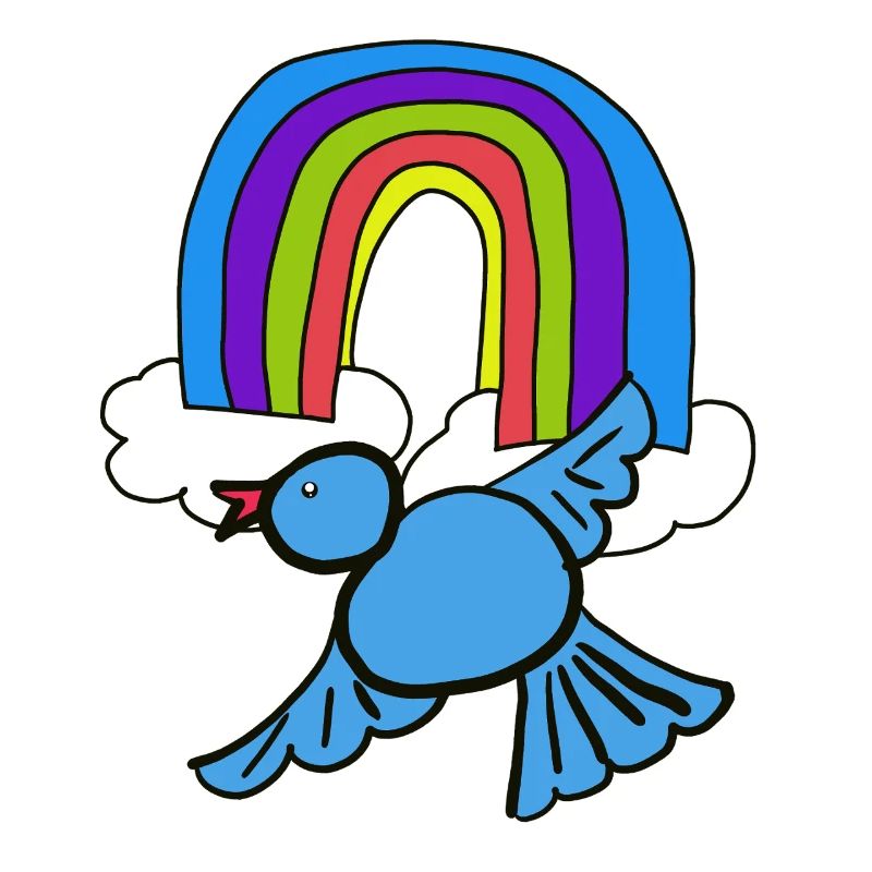 Regenbogen Wolken Vogel im Himmel