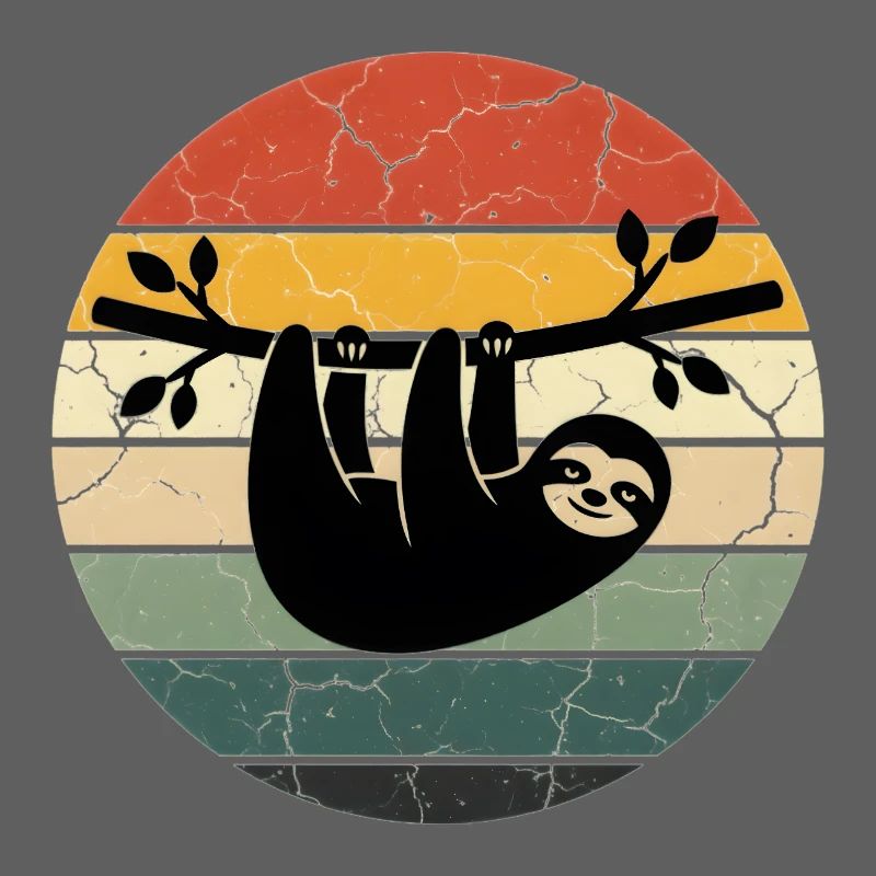 Sloth Gift Retro Design Sunset