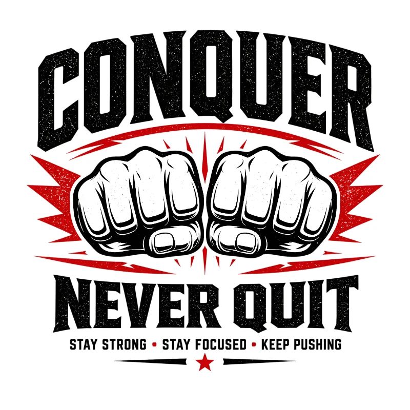 Conquer Never Quit Boxing Gym Motivation Shirt