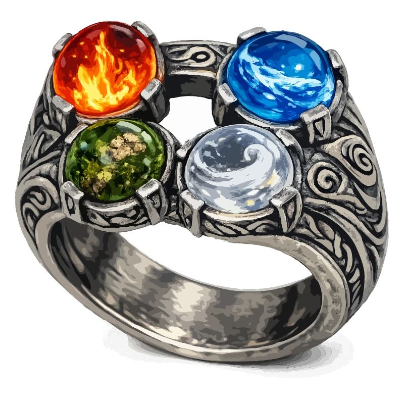 Four Elements Ring with Gemstones