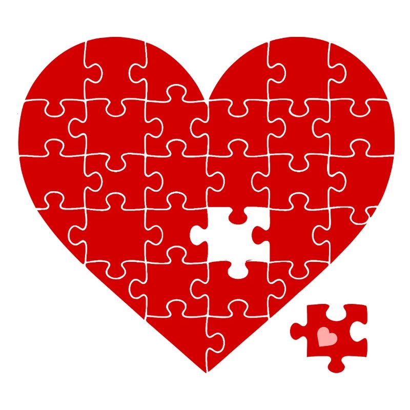 Red Puzzle Heart: