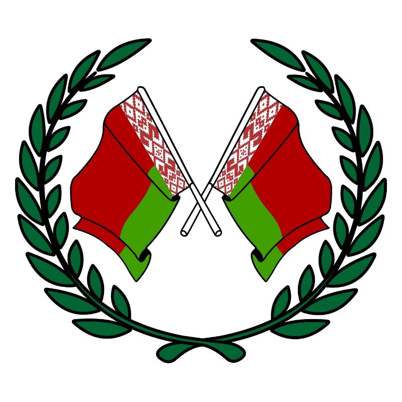 Drapeaux Biélorussie en couronne de laurier