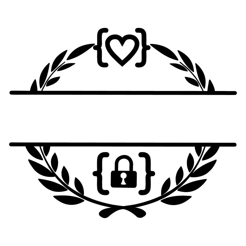 Code with heart and code with lock in laurel wreath m