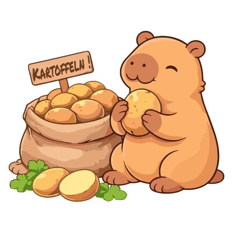 Capybara avec pommes de terre – détendu et mignon
