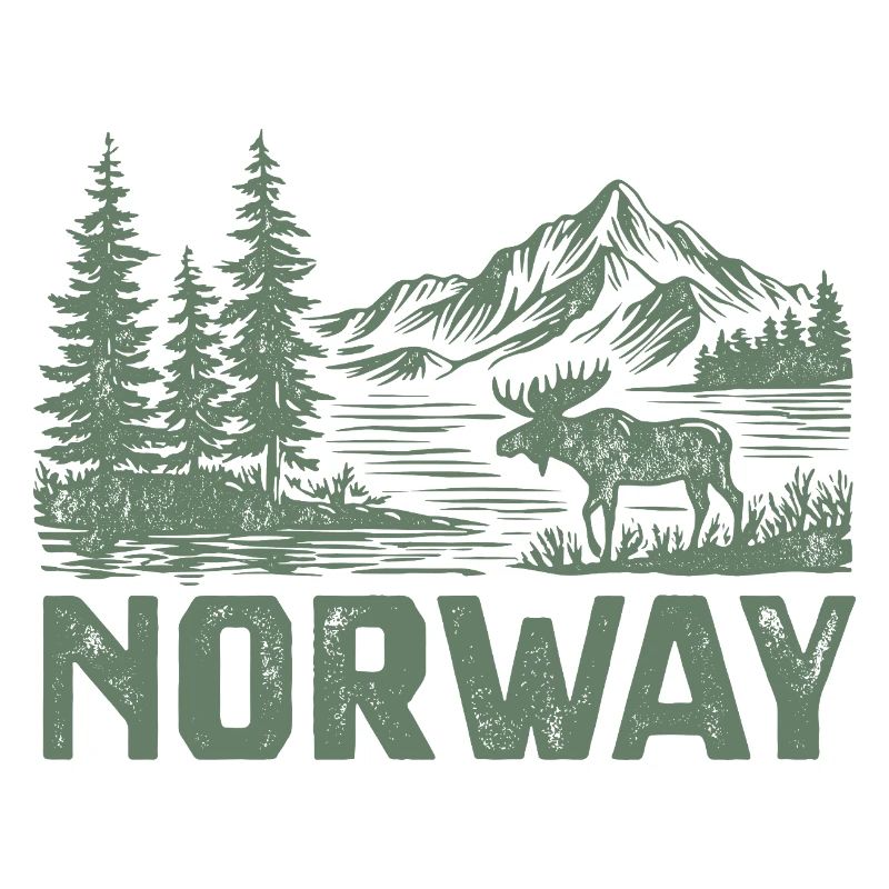Norwegian forest landscape with moose