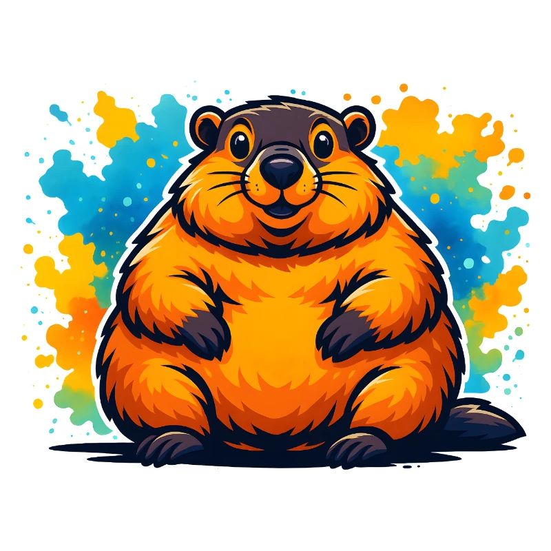 Colourful Cartoon Chubby Marmot