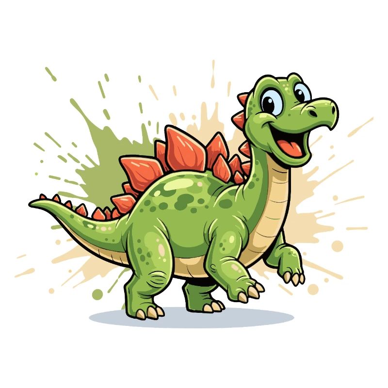 Cheerful Dino Stegosaurus Cartoon