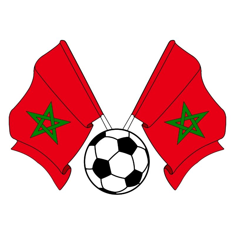 Two Moroccan flags with a football Morocco