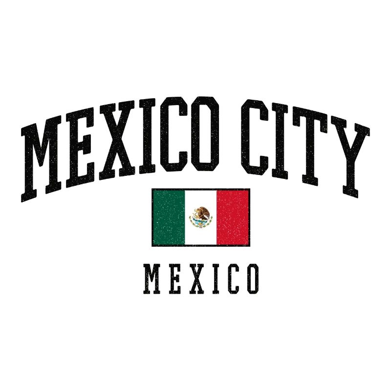 Mexico City lettering with flag