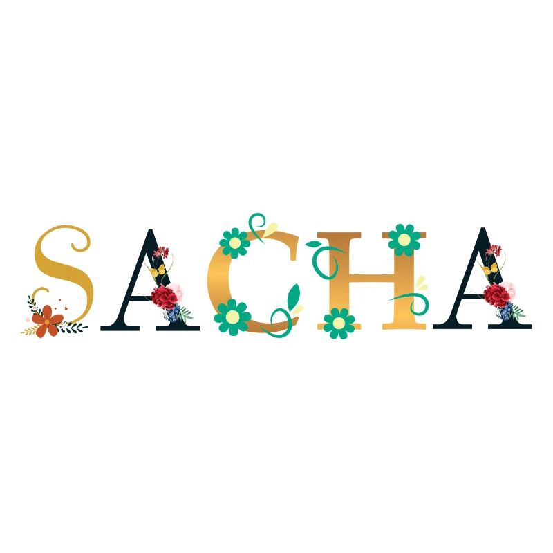Nom SACHA Orné de Fleurs