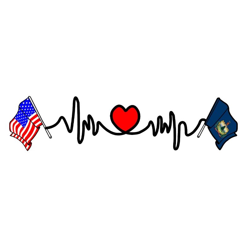 Cardio cardiaque avec drapeau des États-Unis et drapeau du Vermont
