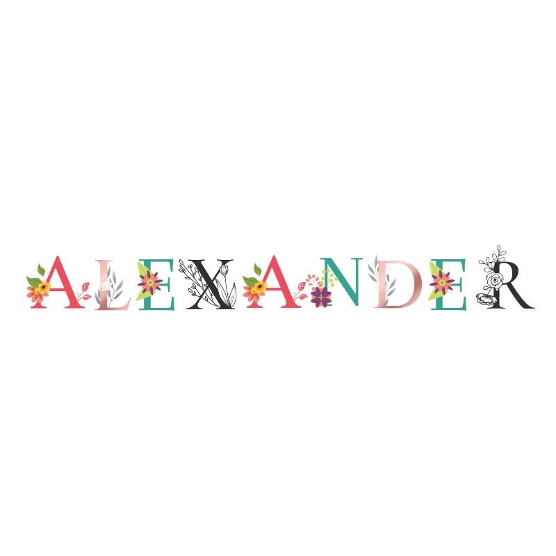 ALEXANDER Nom Art avec fleurs brodées