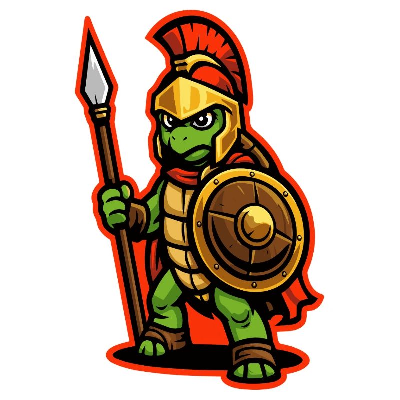 Spartan Turtle Warrior with Shield and Spear