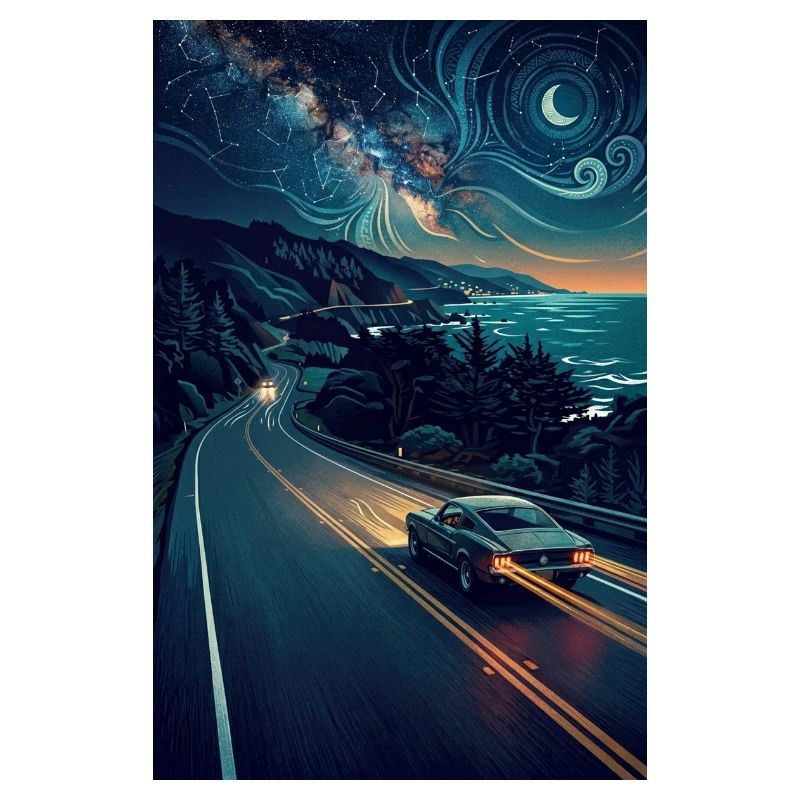 Road Trip côtier de minuit – Aventure rétro