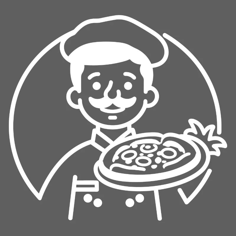 Pizzabäcker Line Art