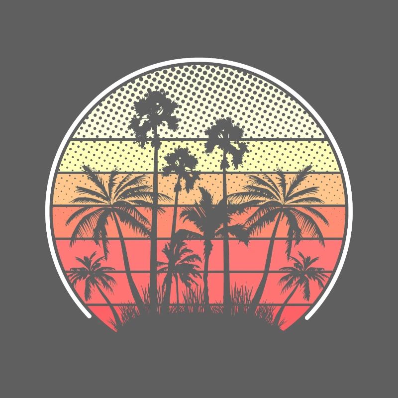 Tropical Sunset Palm Trees Silhouette