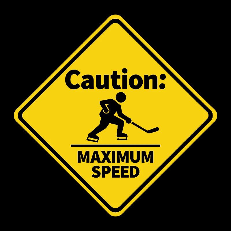 Caution Maximum Speed Eishockey Warnschild