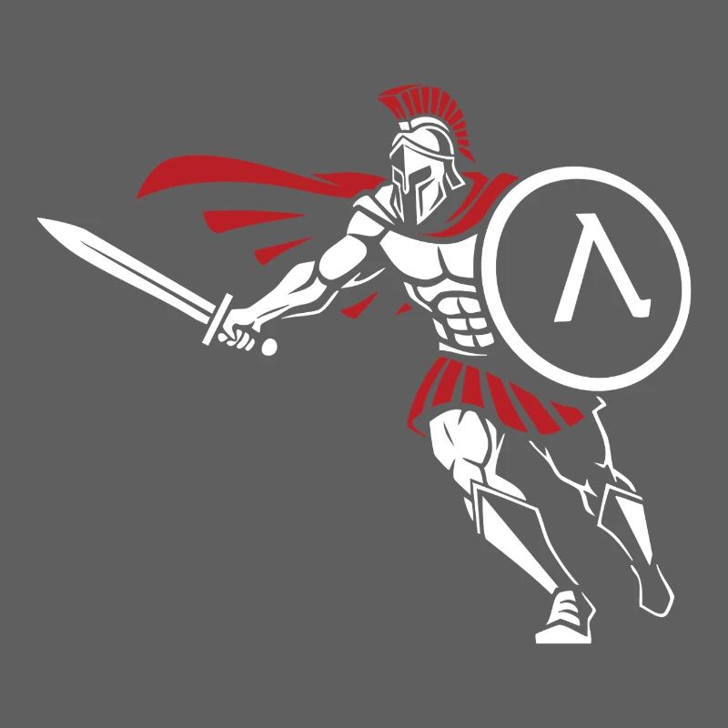 Spartiate Attaque Épée Bouclier Mascotte Spartan