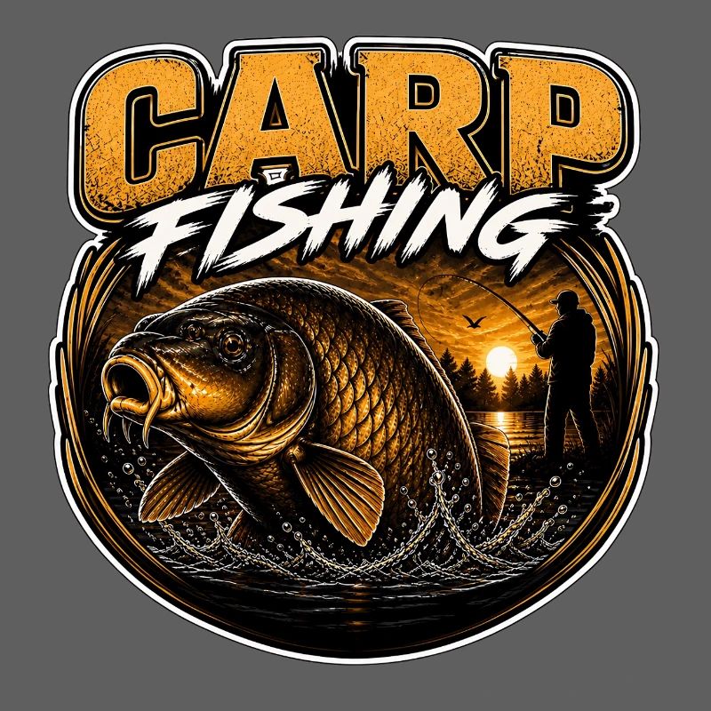 Pêche à la carpe Coucher de soleil – Conception de Big Carp Angler