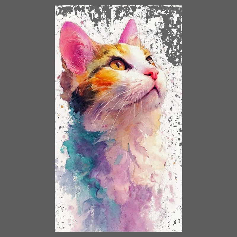 Chat aquarelle « Hope » – Chat aquarelle coloré