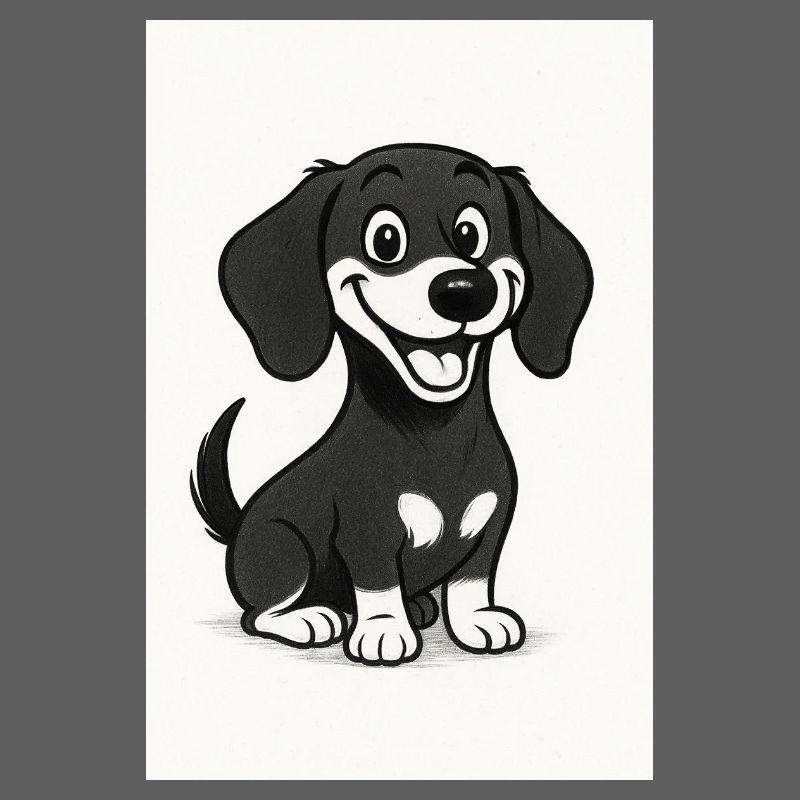 Teckel heureux noir et blanc