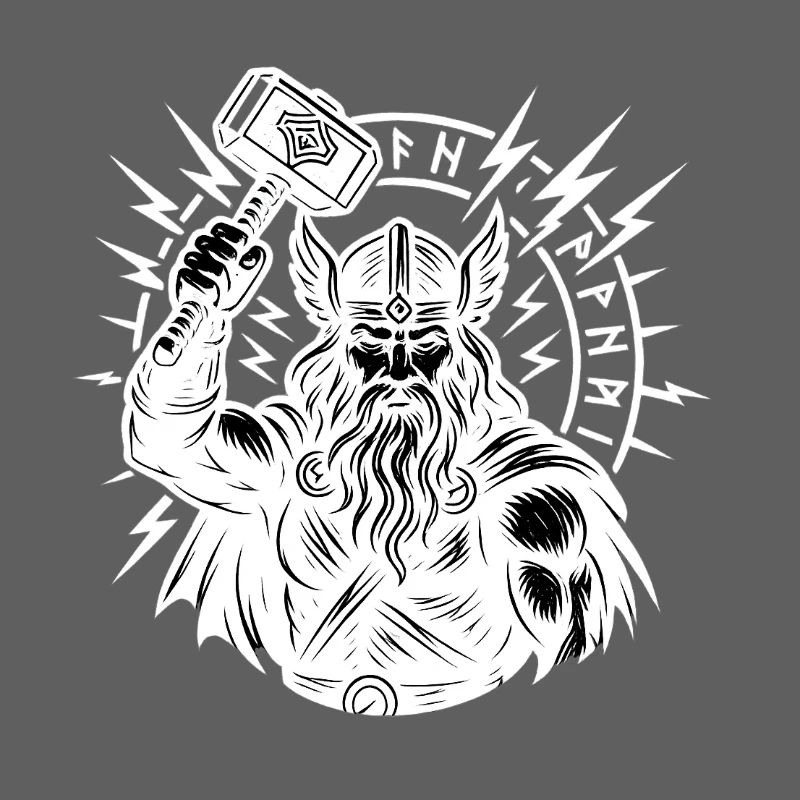 Odin mit Thorhammer Blitz Runenkreis Mjölnir