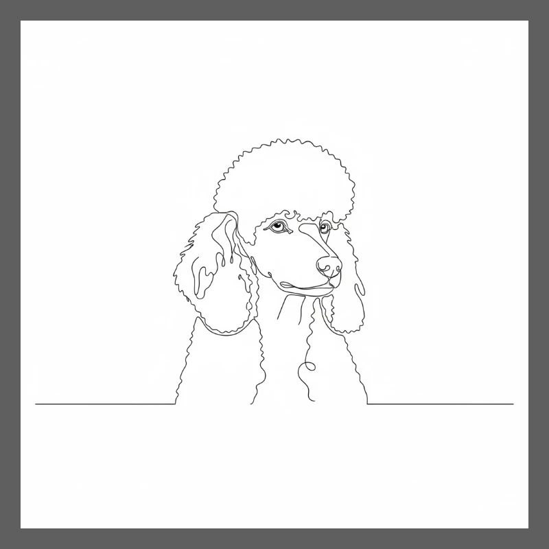 Dessin au trait minimaliste de caniche