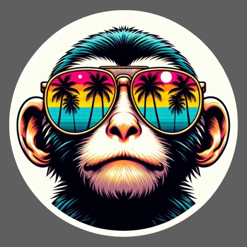 Monkey Glasses Palm Trees Colorful