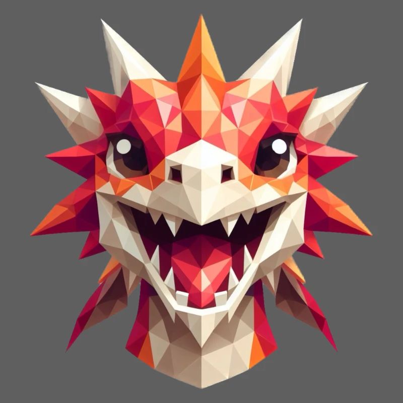 A Laughing Dragon in Polygon Style
