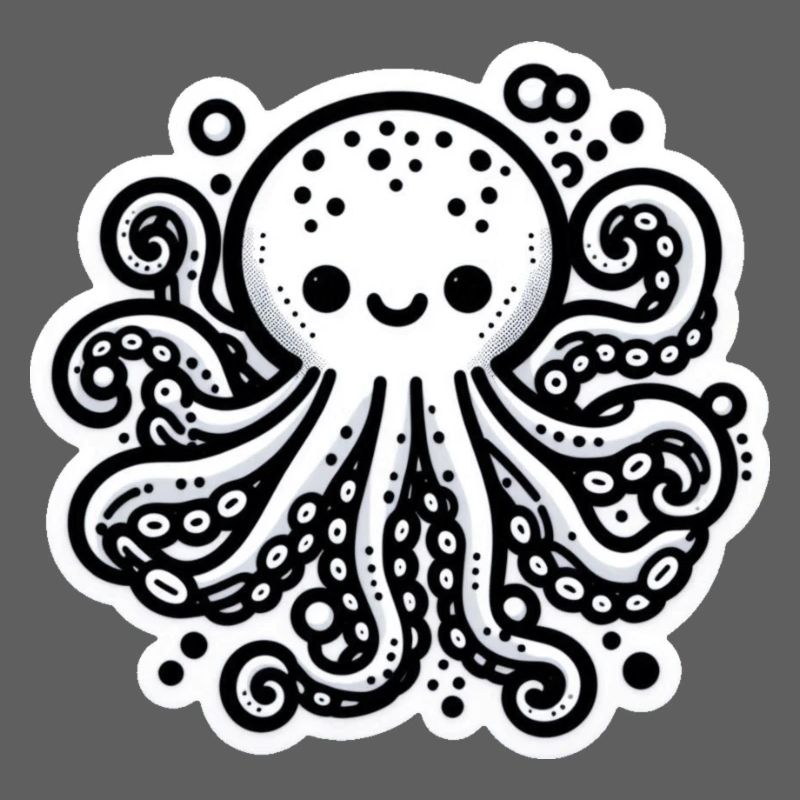 Octopus Octopus Blanc Autocollant