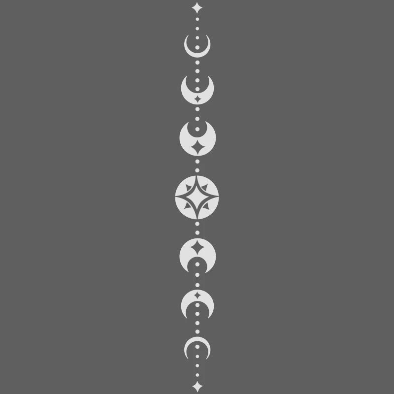 Totem avec phases de lune et étoiles. Blanc.