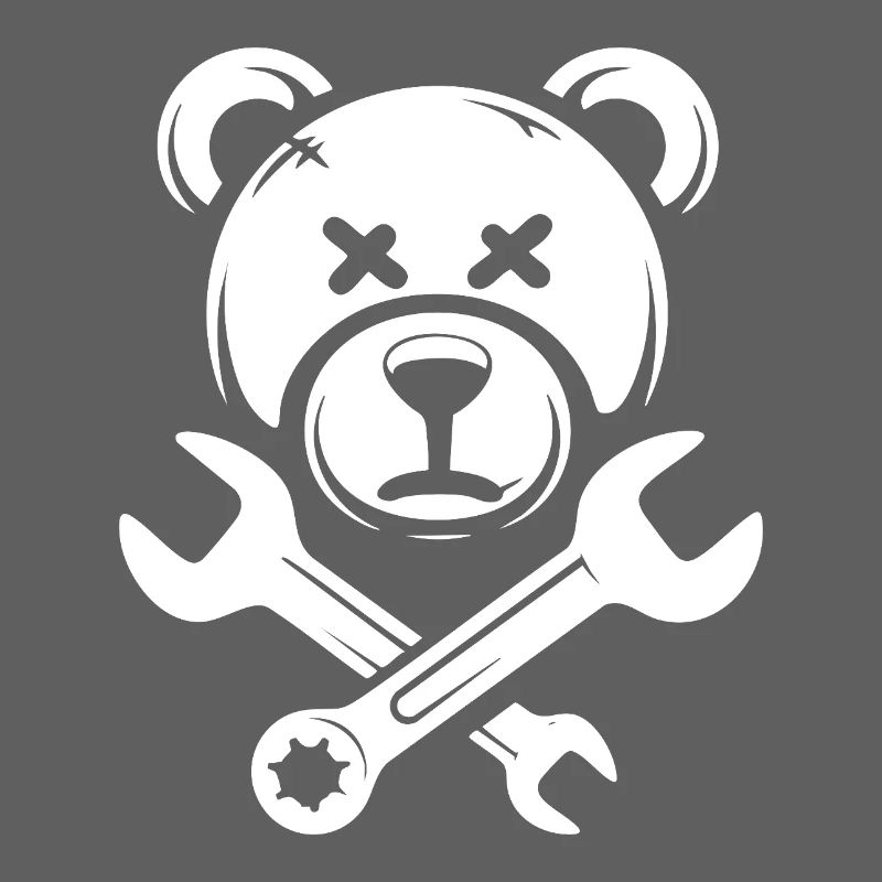Bear skull with crossed wrenches