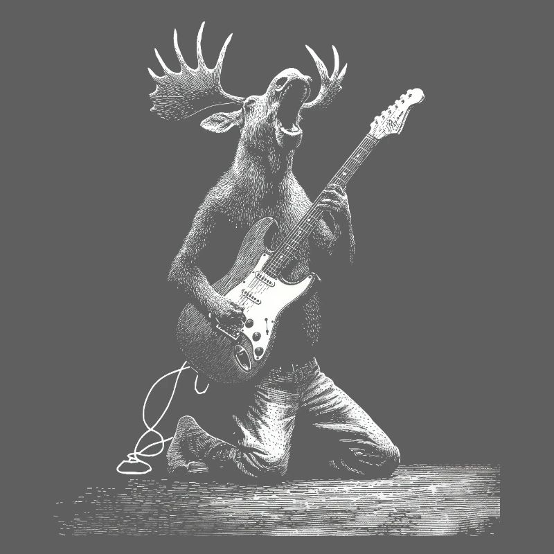 Rockender Elch mit E-Gitarre Geschenk Musikfans