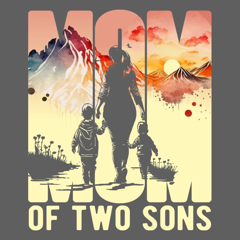 Mutter mit zwei Söhnen Muttertag Berge Mama Kind