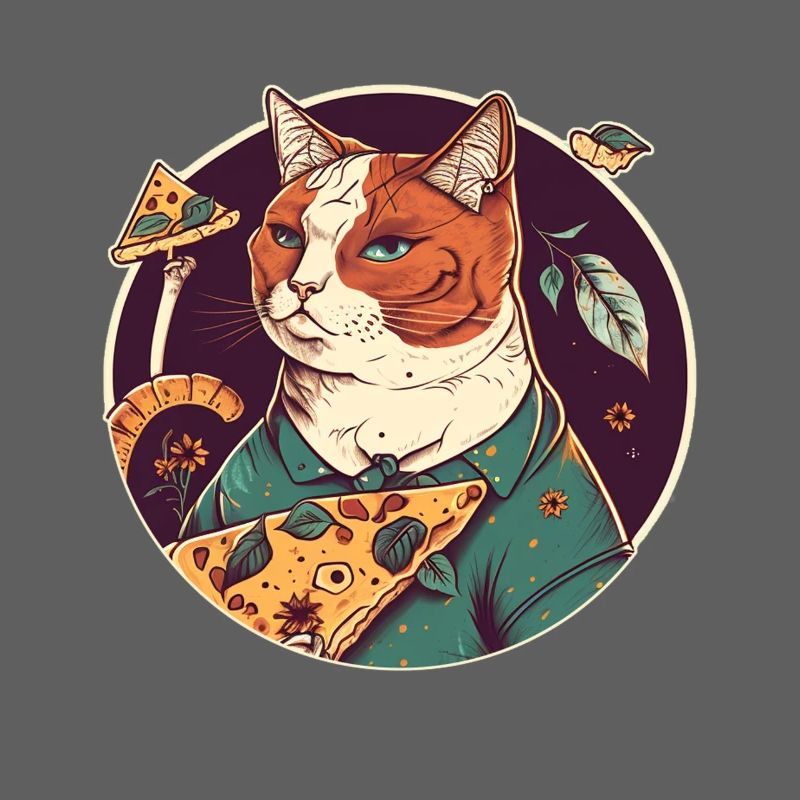 chat avec des tranches de pizza